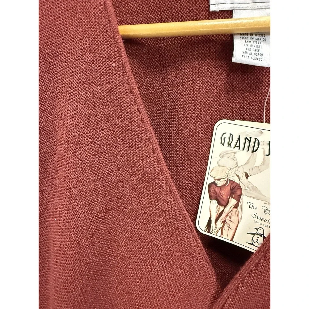NWT VTG Penguin Grand Slam Golf Cardigan Men's Medium Burgundy Grandpa Deadstock